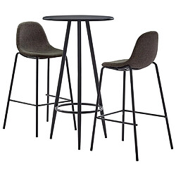 vidaXL Ensemble de bar 3 pcs Tissu Gris foncé