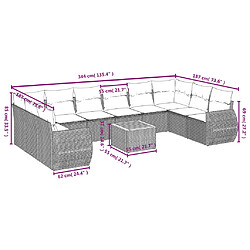 vidaXL Salon de jardin 11 pcs avec coussins beige résine tressée pas cher