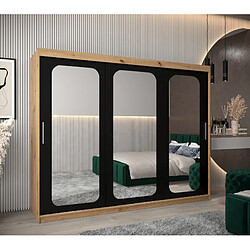 Abiks Meble Armoire PROMO T3 À Portes Coulissantes 200/250/62 3 Portes (Artisan/Noir)