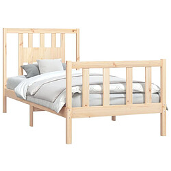 Avis Maison Chic Cadre/structure de lit et tête de lit pour adulte - Lit Moderne Chambre bois de pin massif 100x200 cm -MN64964