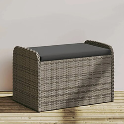 Maison Chic Banc de rangement | Meuble de rangement d'Entrée | Coffres d'Intérieur avec coussin gris 80x51x52 cm résine tressée -MN72373