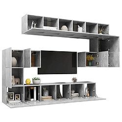 Avis Maison Chic Ensemble de meubles TV 10 pcs | Banc TV Moderne pour salon | Meuble de Rangement - Gris béton Aggloméré -MN36968