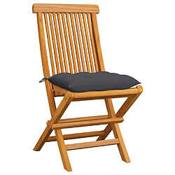 vidaXL Chaises de jardin et coussins anthracite lot de 6 Bois de teck