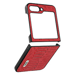 Coque pour Samsung Z Flip 5 Hybride Cuir Véritable Motif Serpent Abeel rouge