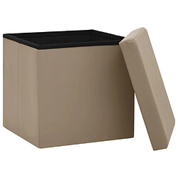 Avis vidaXL Tabouret de rangement pliable Cappuccino PVC