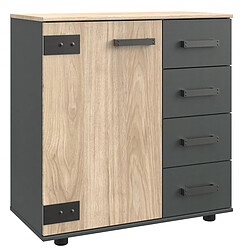 Pegane Chambre à coucher complète adulte (lit 180x200cm + 2chevets+commode+armoire) coloris chêne