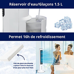 Acheter TOUR POLAIRE DELUXE - POWER TOWER Ventilateur mobile 4 niveaux/ Veilleuse Led 3 intensités - VENTEO - Refroidisseur par évaporation jusqu'à 16heures de refroidissement - Réservoir 1.5L + pain de glace réutilisable