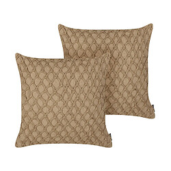 Beliani Lot de 2 coussins COLLOMIA Bouclé 45 x 45 cm Géométrique Beige