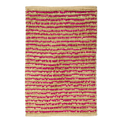 Thedecofactory STABILO - Tapis bi-texture beige et fuchsia 60x90