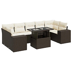 vidaXL Salon de jardin 8 pcs avec coussins marron résine tressée