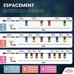 Acheter SkyLantern Guirlande Guinguette 10M Filament Multicolore LED 30 Bulbes Dimmables Avec Variateur et Télécommande
