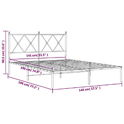 Vidaxl Cadre de lit métal avec tête de lit blanc 140x190 cm pas cher