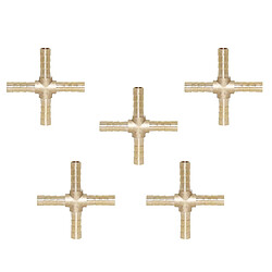 Avis 5 pcs croix tuyau barb 4 voies en laiton barbelé raccords adaptateur de raccord 6mm