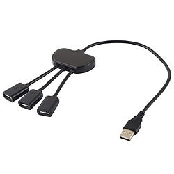 Wewoo HUB 3 x adaptateur USB 2.0 femelle vers USB 2.0 mâle HUB noir