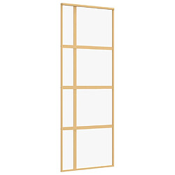 vidaXL Porte coulissante doré 76x205 cm verre ESG clair et aluminium