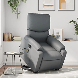 Maison Chic Fauteuil Relax pour salon, Fauteuil inclinable de massage électrique gris similicuir -GKD41352