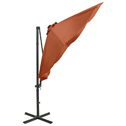 ComfortXL Parasol Déporté Avec Mât Et Lumières LED Terre Cuite 300 Cm