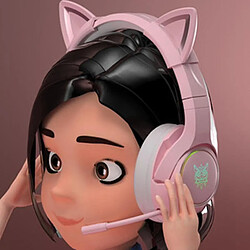 Avis Universal Casque de chat de jeu filaire rose avec microphone 3,5 canaux Notebook | Casques/écouteurs