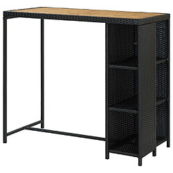 Avis vidaXL Table de bar avec rangement Noir 120x60x110 cm Résine tressée