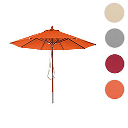 Mendler Parasol en bois HWC-C57, parasol de jardin, polyester/bois 14kg, corde ronde Ø3m antichoc ~ terre cuite