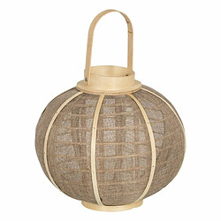 BigBuy Home Lanterne Bougeoir Lanterne Beige Naturel Jute 33,5 x 33,5 x 30,5 cm