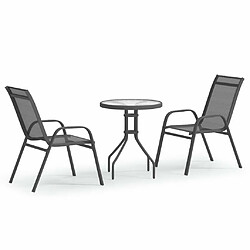 Maison Chic Table de bistro et chaises d'extérieur 3 pcs,Ensemble de bistro de jardin pour relax Gris -GKD221787