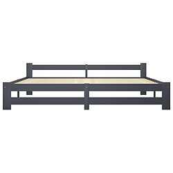 Avis vidaXL Cadre de lit sans matelas gris foncé pin massif 200x200 cm