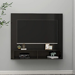 Avis Maison Chic Meuble TV scandinave mural suspendu - Noir brillant 102x23,5x90 cm Aggloméré -MN19215