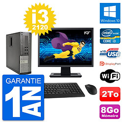 PC Dell 990 SFF Ecran 19" Intel i3-2120 RAM 8Go Disque Dur 2To Windows 10 Wifi - Occasion