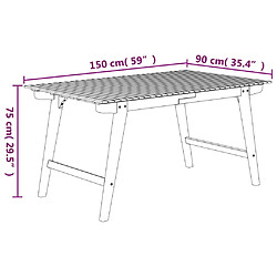 vidaXL Table de jardin 150x90x75 cm Bois d'acacia solide pas cher