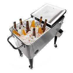 AXI Retro Cooler Inox | Réfrigérateur de boissons mobile pour l'extérieur / le jardin | Glacière 76 litre