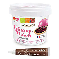 Scrapcooking Préparation glaçage miroir neutre 220 g + 1 Stylo chocolat