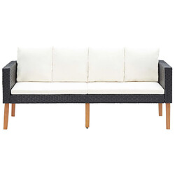 Acheter Maison Chic Salon de jardin 2 pcs avec coussins - Table et chaises d'extérieur - Mobilier/Meubles de jardin Moderne Résine tressée Noir -MN83783