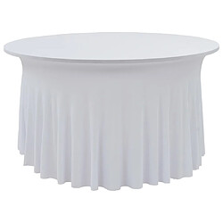 Decoshop26 Nappes élastiques de table avec jupon 2 pièces 150x74 cm Blanc DEC022461