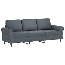 vidaXL Canapé à 3 places Gris foncé 180 cm Velours