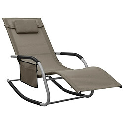 vidaXL Chaise longue textilène taupe et gris