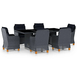 Maison Chic Mobilier à dîner 7 pcs et coussins- Ensemble table et chaises d'extérieur - Salon/Mobilier de jardin classique Résine tressée Gris foncé -MN41956