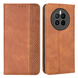 Etui en PU texture vintage, magnétique auto-absorbée avec support pour votre Huawei Mate 50 4G - marron