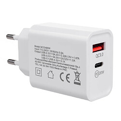 Acheter Chargeur secteur Maclean 20W, PD, Power Delivery, Qualcomm Quick Charge, QC 3.0, 5V3A/9V2.22A/12V1.67A, blanc, MCE485W