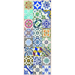 Alter Chemin de cuisine, 100% Made in Italy, Tapis antitache avec impression numérique, Chemin de table antidérapant et lavable, modèle Maiolica - Allycia, 140x52 cm