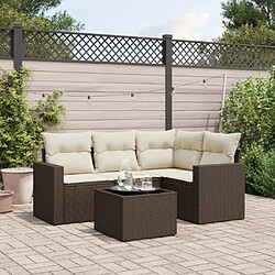 vidaXL Salon de jardin avec coussins 5 pcs marron résine tressée