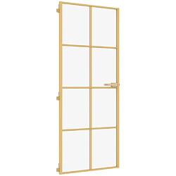 vidaXL Porte intérieure mince doré 83x201,5 cm verre trempé aluminium