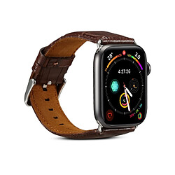 Wewoo Pour Apple Watch Series 5 & 4 44 mm / 3 & 2 & 1 42 mm cuir de vachette Crocodile Texture Strap Bracelet de montre café