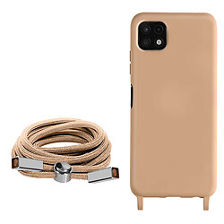 Avizar Coque Cordon Samsung Galaxy A22 5G Semi-rigide Lanière Tour du Cou 80cm Rose