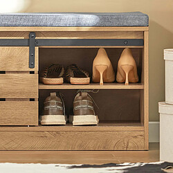 SoBuy FSR120-N Meuble de Rangement à Chaussures Armoire à Chaussures Commode à Chaussures Meuble d'entrée avec Porte de Grange coulissante pas cher