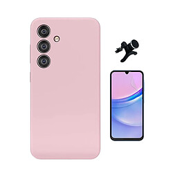 Kit De Film Hydrogel À Coque Complète Avant + Coque En Silicone Liquide + Support Voiture Magnétique Renforcé Phonecare Pour Samsung Galaxy A16 - Rose