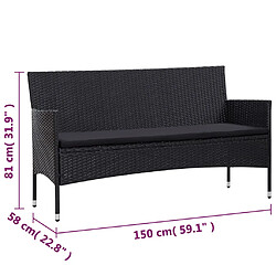 vidaXL Salon de jardin 5 pcs avec coussins résine tressée noir pas cher