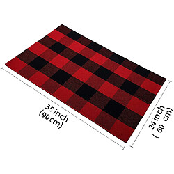 Avis Tapis Tissé en Coton Lavable 60x90cm Rouge et Noir