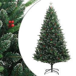 vidaXL Sapin de Noël artificiel à charnières avec baies rouges 150 cm