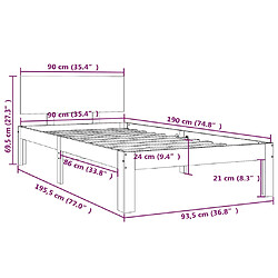 vidaXL Cadre de lit sans matelas 90x190 cm pas cher